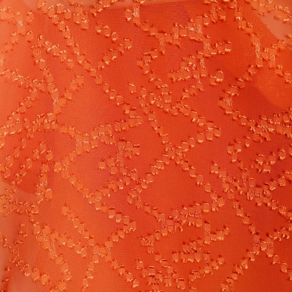 Ann Taylor Loft Pleated Blouse Sheer Orange Small - Picture 5 of 8